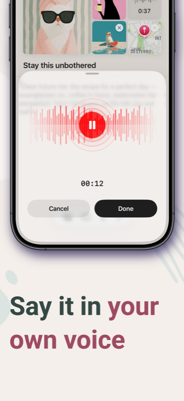 Recording a voice message in Futura — say it in your own voice